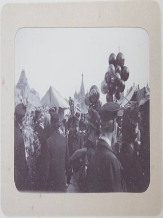 [RUSSIA - MOSCOW] [Album with Fifty Original Gelatin Silver Photographs of Pre-Revolutionary Tsarist Moscow, Showing the Now-Destroyed Sukharev Tower and Alexander II Monument, Tsar Bell & Canon, Saint Basil's Cathedral, Morozov Mansion, St. Clement&rsquo;s Church, Kremlin Tower, etc.; Individual and Group Portraits of Monk Beggars, Grenadiers, Cossacks, Police Officers, and Troika Drivers, and Scenes from Easter Bazaar, Parade, etc.; also, with the Photos of the Trinity Lavra of St. Sergius in Sergiyev Posad and the Now-Destroyed Gethsemane Chernigov Skete]