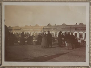 [RUSSIAN CHINESE BORDER TOWN - BLAGOVESHCHENSK] [Album of Ninety-Six Original Gelatin Silver Photographs of Blagoveshchensk on the Amur River, Showing Major Trading Houses and Shops on the Bolshaya Street, Girls’ School, Cathedrals and Churches (Demolished in Soviet Time), the Triumphal Arch, Customs House and Steamers on the Amur River, Chinese Villages on the Other Bank, Chinese workers, Russian Peasants, and Others]